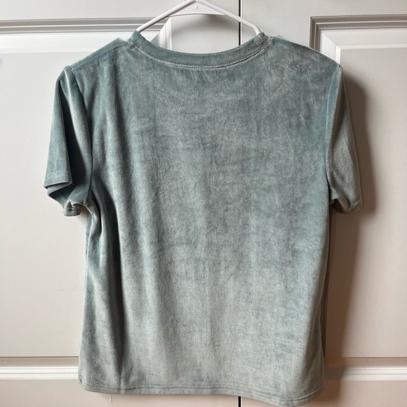 Double Zero Light Blue velvet Tee - Picture 2 of 3